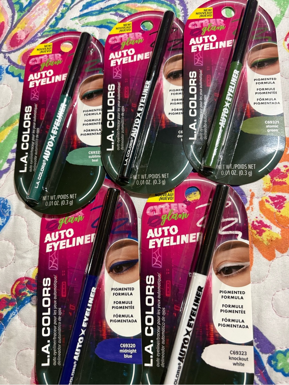 L.A. Colors Auto Eyeliner Set — Teal, Green, Blue, White